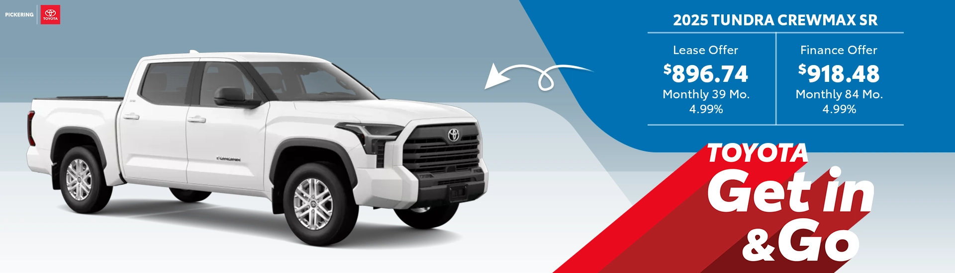 Get in & Go 2025 Toyota Tundra Crewmax Reg Bed SR5 Deals @ Pickering Toyota